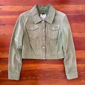 90s Vintage Green Suede Cropped Jacket